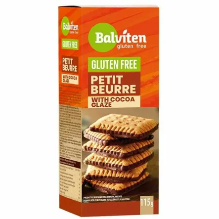 Herbatniki Petit Beurre z Dodatkiem Polewy Kakaowej Bezglutenowe 115 g - Balviten