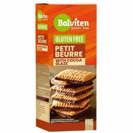 Herbatniki Petit Beurre z Dodatkiem Polewy Kakaowej Bezglutenowe 115 g - Balviten