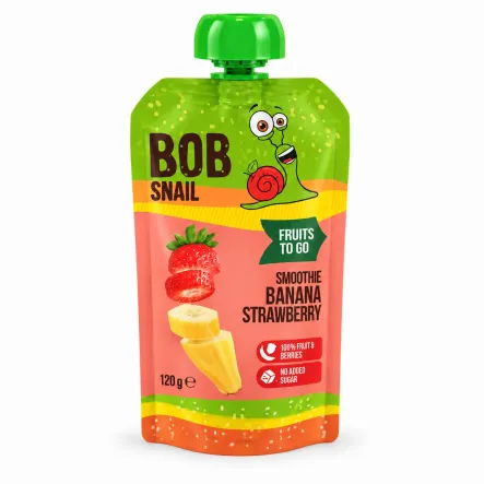 Smoothie Bananowo-Truskawkowe Bez Dodatku Cukru 120 g - Bob Snail