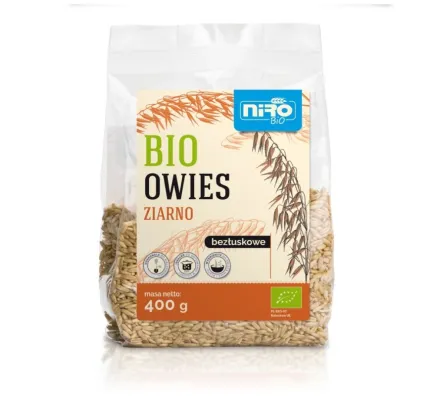 Owies Ziarno Bezłuskowe Bio 400 g - Niro - Przecena Krótka Data Minimalnej Trwałości
