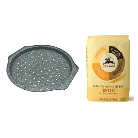 Forma do Pieczenia Pizzy Tacka fi 31 cm Klausberg + Mąka Pszenna Bio Typ 0 Mąka Włoska do Pizzy 1 Kg Alce Nero Mąka na Pizzę