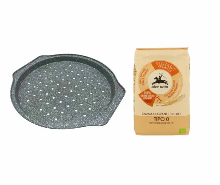 Forma do Pieczenia Pizzy Tacka fi 31 cm Klausberg + Mąka Pszenna Bio Typ 0 Mąka Włoska do Pizzy 1 Kg Alce Nero Mąka na Pizzę 