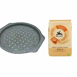 Forma do Pieczenia Pizzy Tacka fi 31 cm Klausberg + Mąka Pszenna Bio Typ 0 Mąka Włoska do Pizzy 1 Kg Alce Nero Mąka na Pizzę 