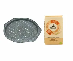 Forma do Pieczenia Pizzy Tacka fi 31 cm Klausberg + Mąka Pszenna Bio Typ 0 Mąka Włoska do Pizzy 1 Kg Alce Nero Mąka na Pizzę 