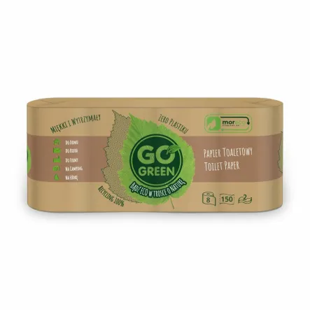 Papier Toaletowy 8 Rolek Po 150 Listków 2 Warstwy Go Green 
