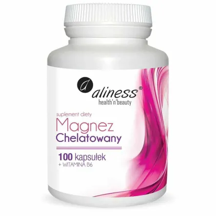 Magnez Chelatowany +Witamina B6 100 Kapsułek - Aliness