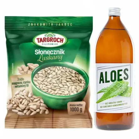 Słonecznik Łuskany 1 kg - Targroch  + Sok z Aloesu 1 l - Farma Card