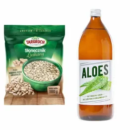 Słonecznik Łuszczony Flowpack 1 kg Targroch  + Sok z Aloesu 1 l  Farma Card