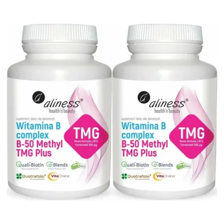 2 x Witamina B Complex B-50 Methyl TMG Plus 100 Kapsułek Vege - Aliness