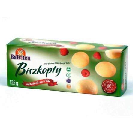 Biszkopty Niskobiałkowe PKU 125 g - Balviten - Przecena Krótka Data Minimalnej Trwałości