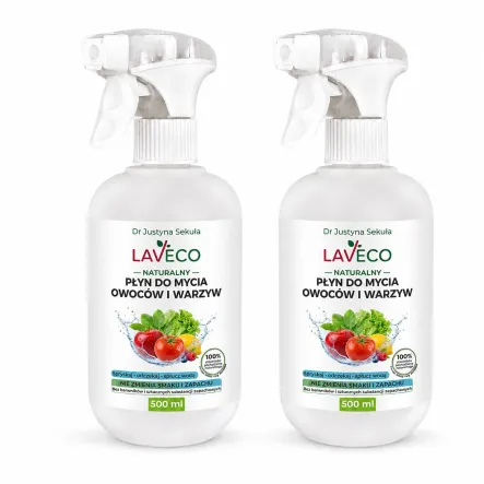 2 x Naturalny Płyn do Mycia Warzyw i Owoców 0,5 l - Laveco