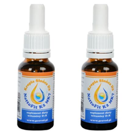 Zestaw 2 x Witamina k2mk7+ D3 w kroplach - NattoFit k2Mk7 + Kropla Słońca D3 20ml - Proved