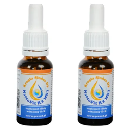 Zestaw 2 x Witamina k2mk7+ D3 w kroplach - NattoFit k2Mk7 + Kropla Słońca D3 20ml - Proved