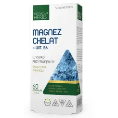Magnez Chelat plus Witamina B6 60 Kapsułek - Medica Herbs