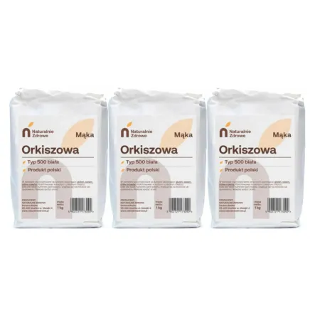 3 x Mąka Orkiszowa Biała Typ 500 1kg - Naturalnie Zdrowe