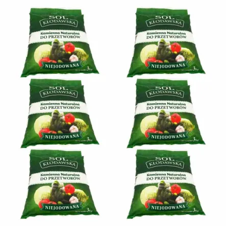 6 x Sól Kamienna Kłodawska Niejodowana do Przetworów 3 kg - Kopalnia Soli 