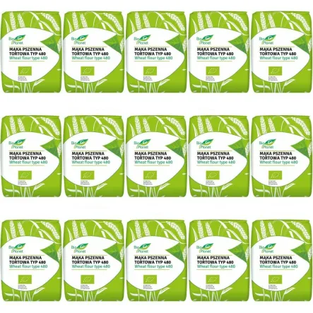 15 x Mąka Pszenna Tortowa Typ 480 Bio 1 kg - Bio Planet - wszechstronna, tortowa, do pierogów i klusek, chleba i bułek, ciast i pizzy
