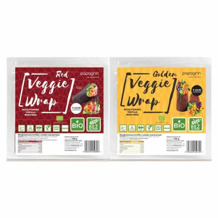 Zestaw Veggie Wrap Czerwona Bezglutenowa Tortilla Warzywna Bio 100g + Veggie Wrap Bezglutenowa Tortilla Warzywna Bio 100g  - Papagrin