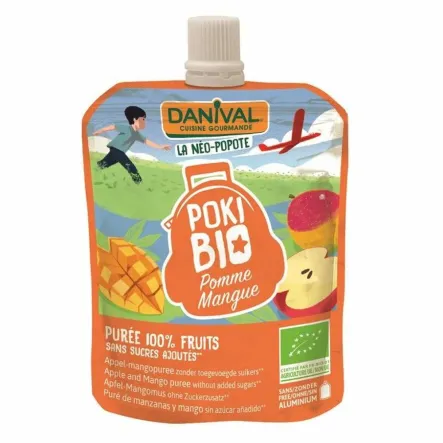 Poki Przecier Jabłko-Mango 100% Owoców Bez Dodatku Cukru Bio 90g Danival