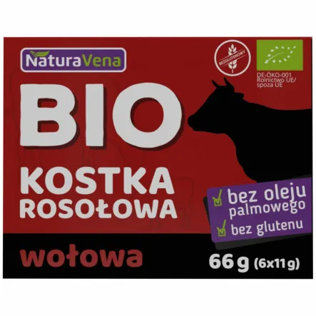 Kostka Rosołowa o Smaku Wołowym Bezglutenowa Bio 66 g (6x 11 g) - NaturAvena