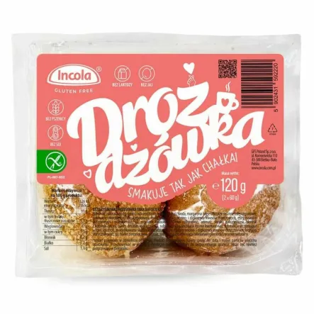 POPRAWA Drożdżówka Chałka Bezglutenowa 120 g (2x 60 g) - Incola (data: 28.01.2026)