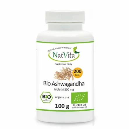 Ashwagandha Bio 500 mg 200 sztuk - Natvita