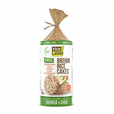 Wafle z Brązowego Pełnoziarnistego Ryżu z Chia i Quinoa 120 g Rice Up