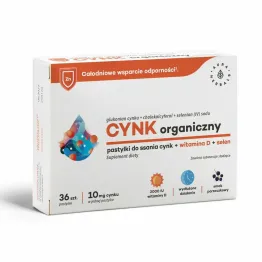 Cynk Organiczny + Witamina D3 + Selen Pastylki do Ssania 36 Sztuk - Aura Herbals