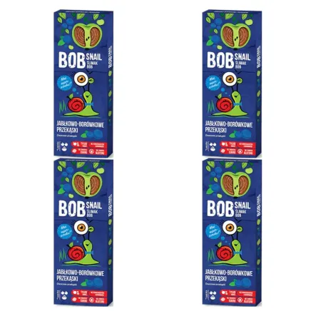 4 x Przekąska Jabłkowo-Borówkowa z Owoców Bez Dodatku Cukru 30 g Bob Snail