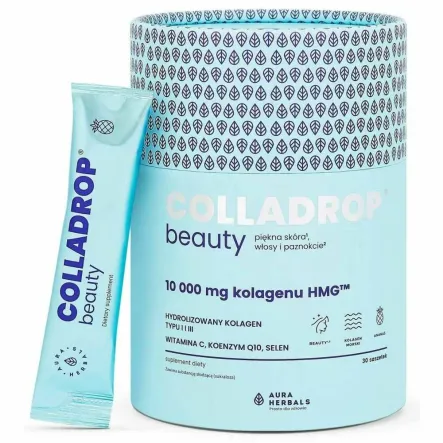 Colladrop® Beauty Kolagen HMG™ 10000 mg 30 Saszetek - Aura Herbals