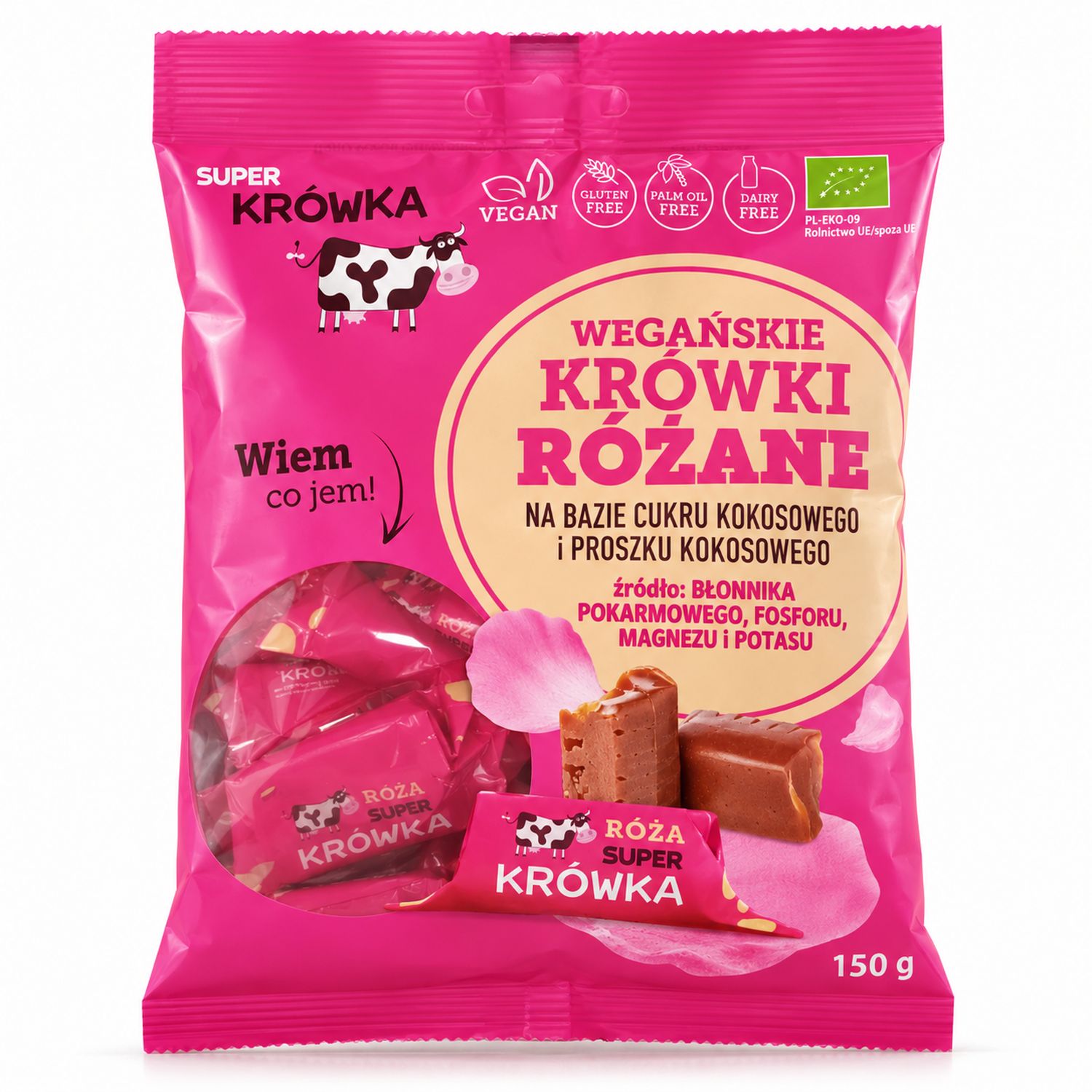 Krówki Różane Wegańskie Bezglutenowe BIO 150 g - Super Krówka