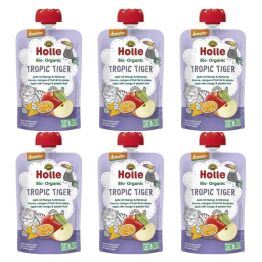 6 x Mus Owocowy Tropikalny Tygrys (Jabłko, Mango, Marakuja) Bez Dodatku Cukru Bio Demeter 100 g - Holle