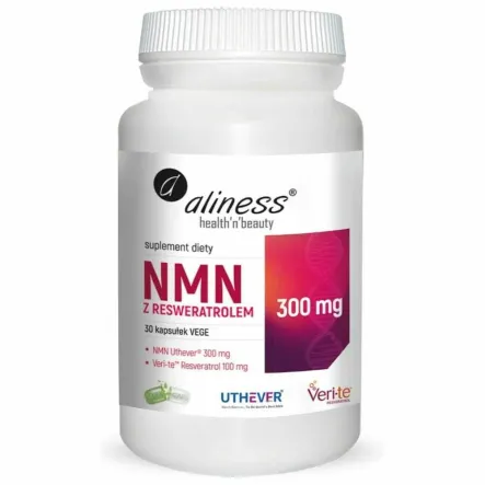 NMN z Resweratrolem 300 mg/ 100 mg 30 Kapsułek VEGE - Aliness
