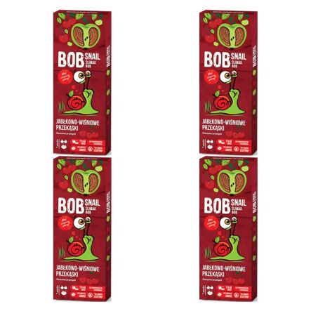 4 x Przekąska Jabłkowo-Wiśniowa z Owoców Bez Dodatku Cukru 30 g Bob Snail