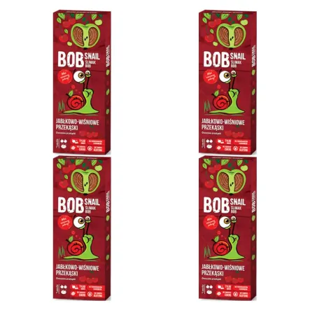 4 x Przekąska Jabłkowo-Wiśniowa z Owoców Bez Dodatku Cukru 30 g Bob Snail