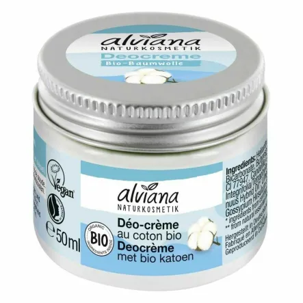 Odżywczy Dezodorant w Kremie z Organiczną Bawełną 50 ml - Alviana 