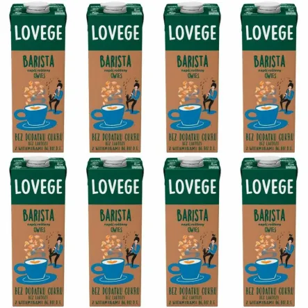8 x Napój Owsiany Barista Bez Dodatku Cukru 1l - LOVEGE
