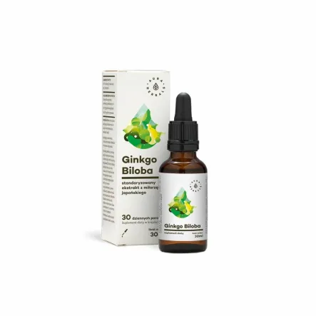 Ginkgo Biloba Ekstrakt 50:1 60 mg krople 30 ml Aura Herbals