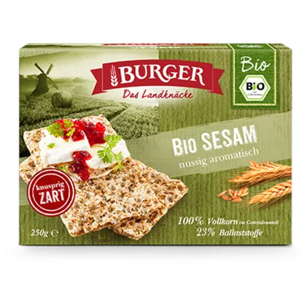 Pieczywo Chrupkie Żytnie Razowe z Sezamem Bio 250 g - Burger 