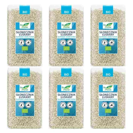 Zestaw 6 x Słonecznik Łuskany Bezglutenowy Bio 1 kg Bio Planet