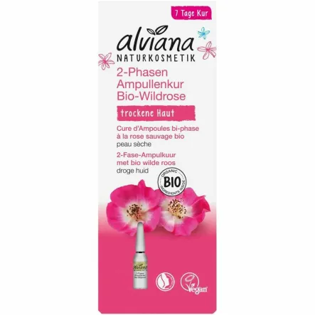 Happy Rose Dwufazowa Kuracja Odżywcza w Ampułkach z Dziką Różą 7 x 1 ml - Alviana 