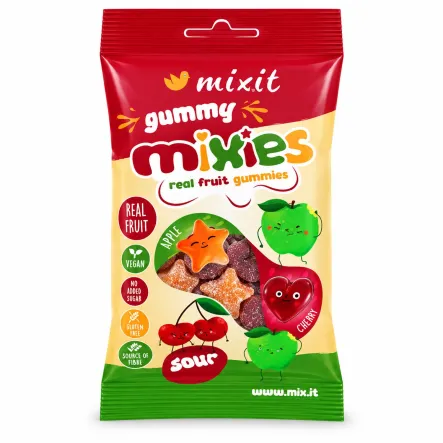 Mixies Naturalne Żelki JABŁKO, CZEREŚNIA Bez Dodatku Cukru 35 g - Mixit