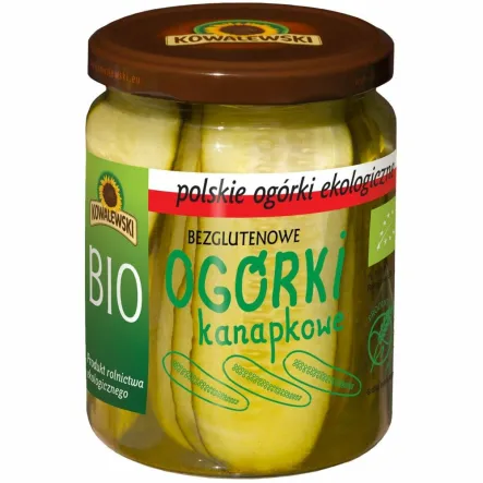 Ogórki Konserwowe Krojone Kanapkowe Bezglutenowe Bio 480 g (270 g) - Kowalewski