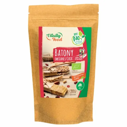 Batony Owsiane z Chia w Proszku Bio 200 g - Vitally Food - Przecena Krótka Data Minimalnej Trwałości