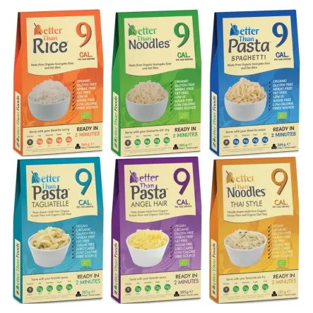 Makaron Konjac w Kształcie Ryżu B/G Bio 385g + Makaron Konjac Noodle B/G Bio 385g + Makaron Konjac Spaghetti B/G Bio 385g + Makaron Konjac Tagliatelle B/G Bio 385g + Makaron Konjac Angel Hair Bio 385g + Makaron Konjac Noodle Thai Style B/G Bio 385g