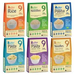 Makaron Konjac w Kształcie Ryżu B/G Bio 385g + Makaron Konjac Noodle B/G Bio 385g + Makaron Konjac Spaghetti B/G Bio 385g + Makaron Konjac Tagliatelle B/G Bio 385g + Makaron Konjac Angel Hair Bio 385g + Makaron Konjac Noodle Thai Style B/G Bio 385g