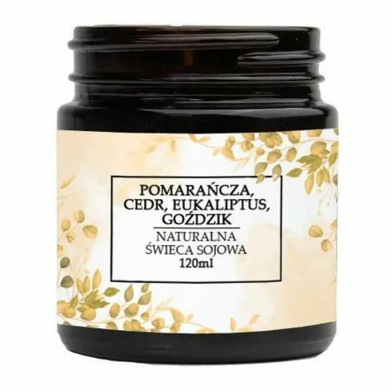 Naturalna Świeca Sojowa - Pomarańcza, Cedr, Eukaliptus, Goździk 120 ml - Vitafarm