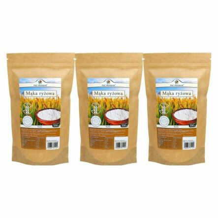 3 x Mąka Ryżowa Biała Bezglutenowa 500 g - Pięć Przemian