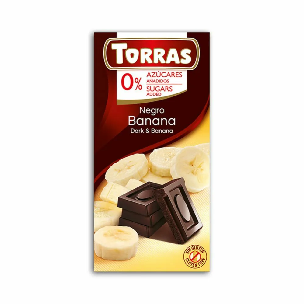 Czekolada Gorzka z Bananami  Bez Dodatku Cukru 75 g - Torras