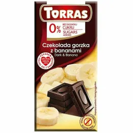Czekolada Gorzka z Bananami  Bez Dodatku Cukru 75 g - Torras